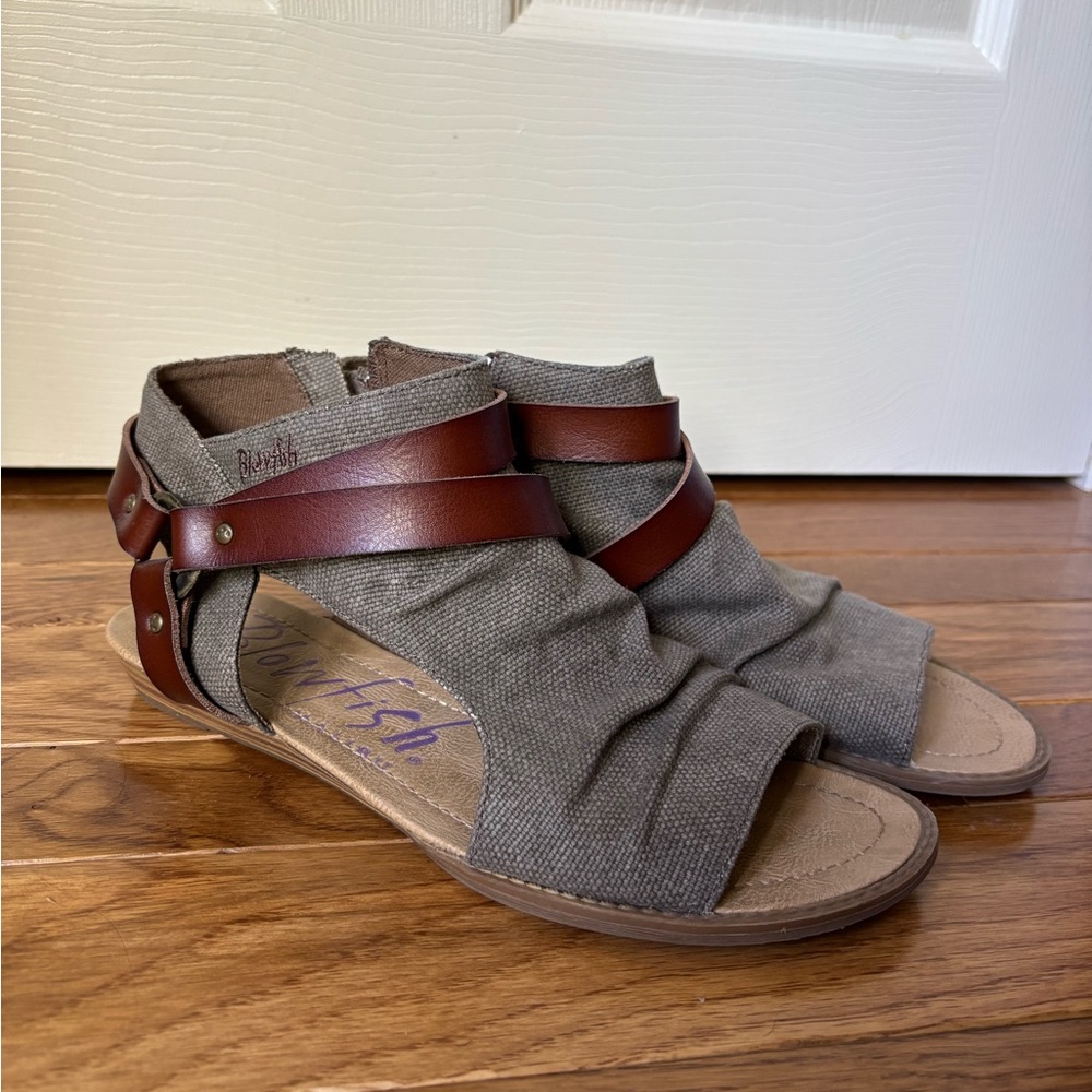Blowfish Tan and Brown Canvas Sandals